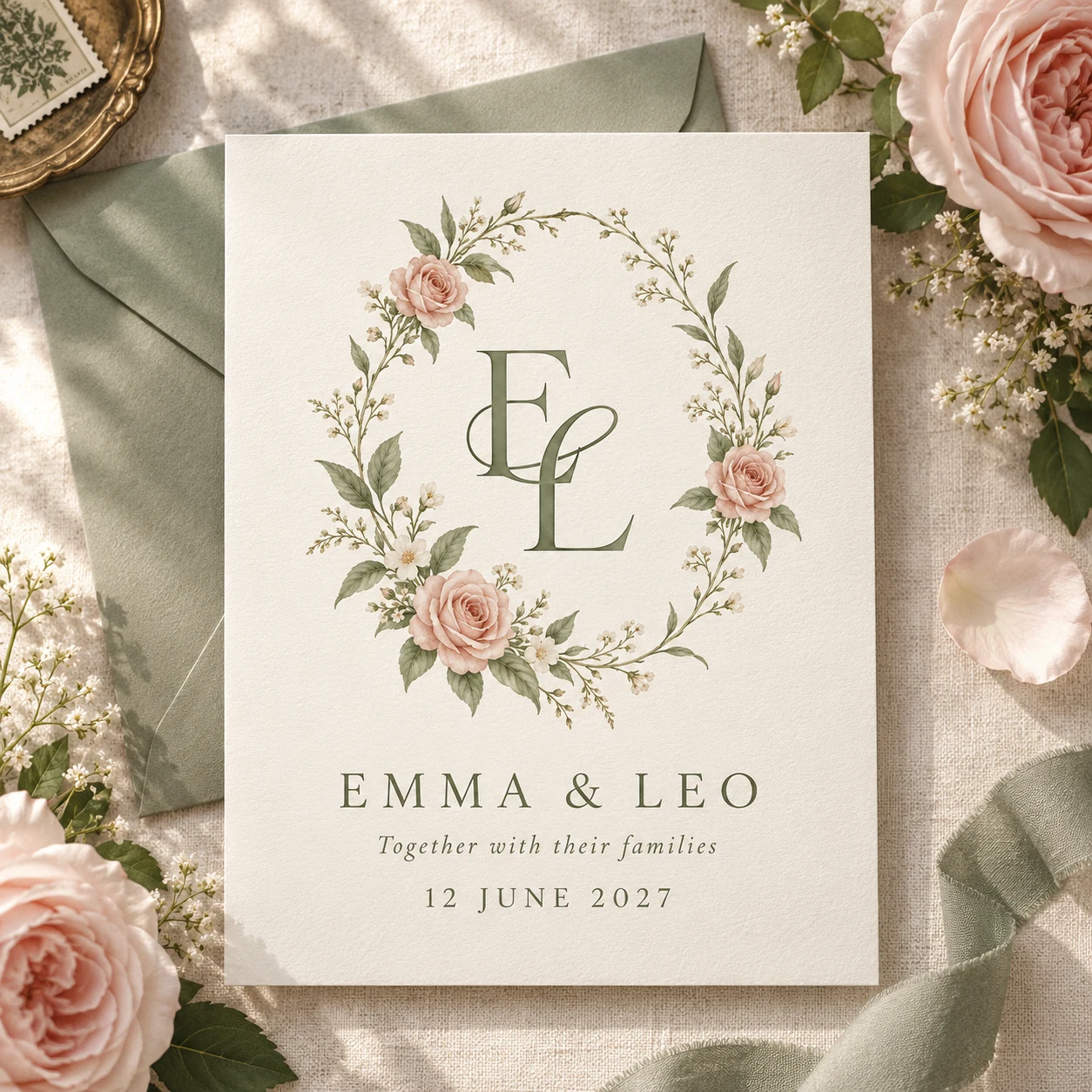 Garden Vows — invitation concept for Emma & Leo